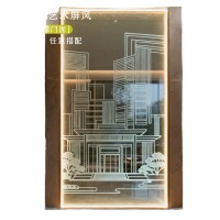 激光内雕艺术玻璃隔断幕墙屏风酒店KTV装饰3D立体发光工艺玻璃  1平方米