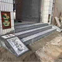 庭院台阶整石台阶福字垂带竹报平安祥云芝麻白台阶莱姆石 1件