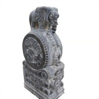 出售石雕仿古门墩抱鼓石摆件 庭院古建门口青石做旧门墩抱鼓石  1对