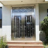 不锈钢门大门双开农村进户门农村自建对开大门带玻璃防盗门阳台门  2平方米